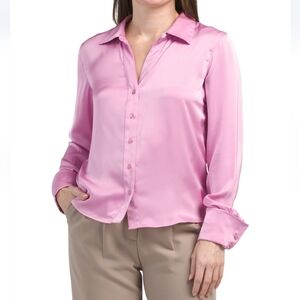 NVLT Button Front Satin Blouse